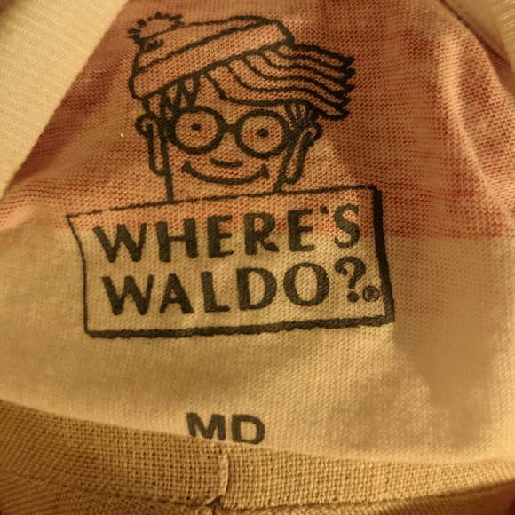 Where's Waldo t- shirt and red and white knit beanie hat with pompom costume - Picture 6 of 6